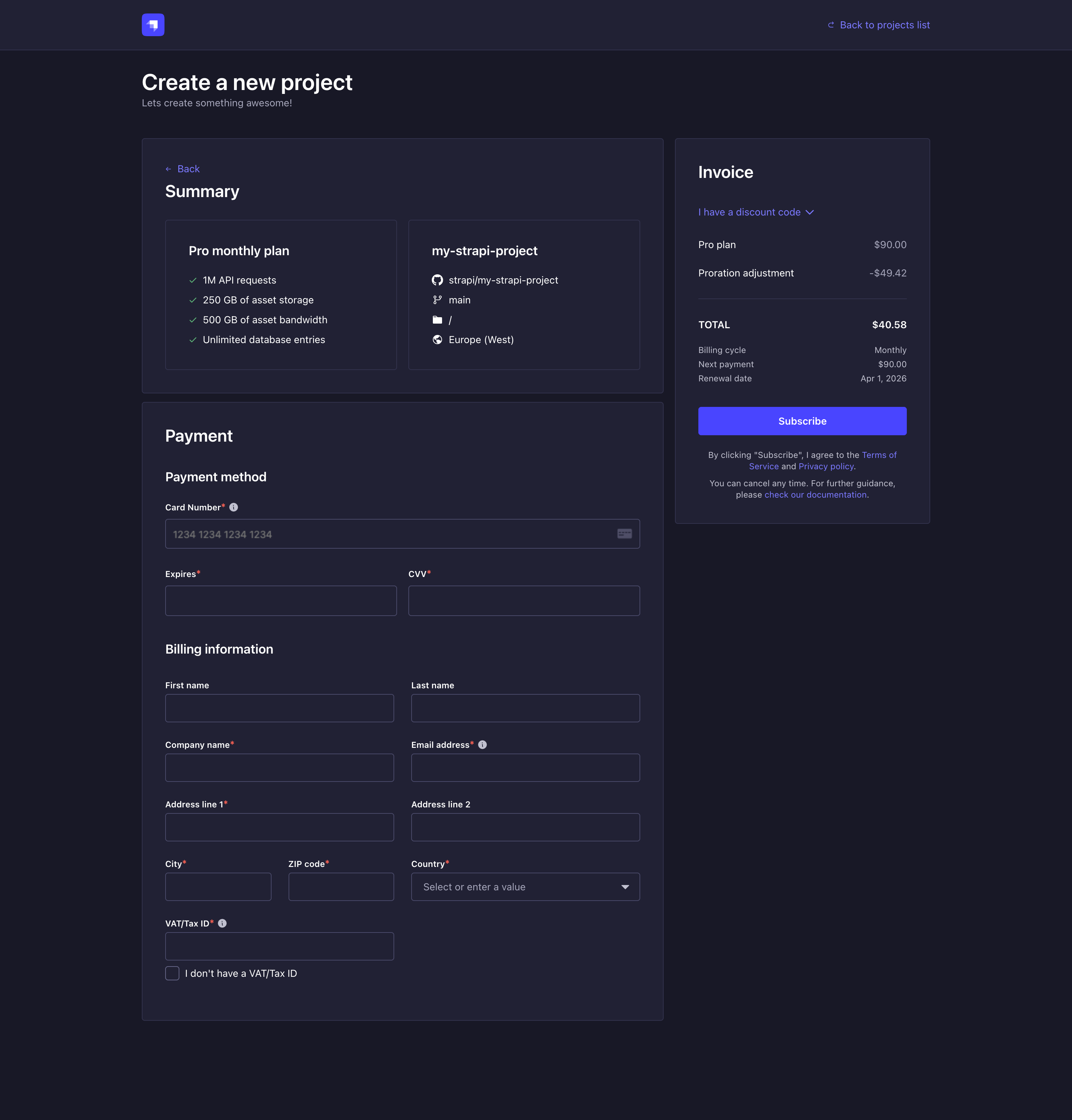 Payment & Billing